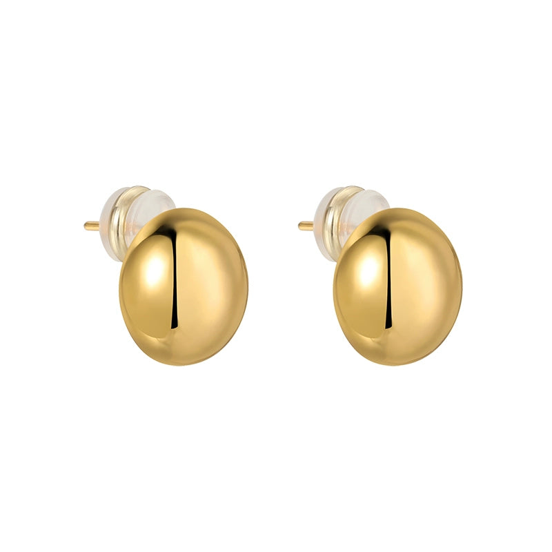 Small and minimalist metal golden beans round spherical earrings women's niche high sense 2025 new gold earrings earrings