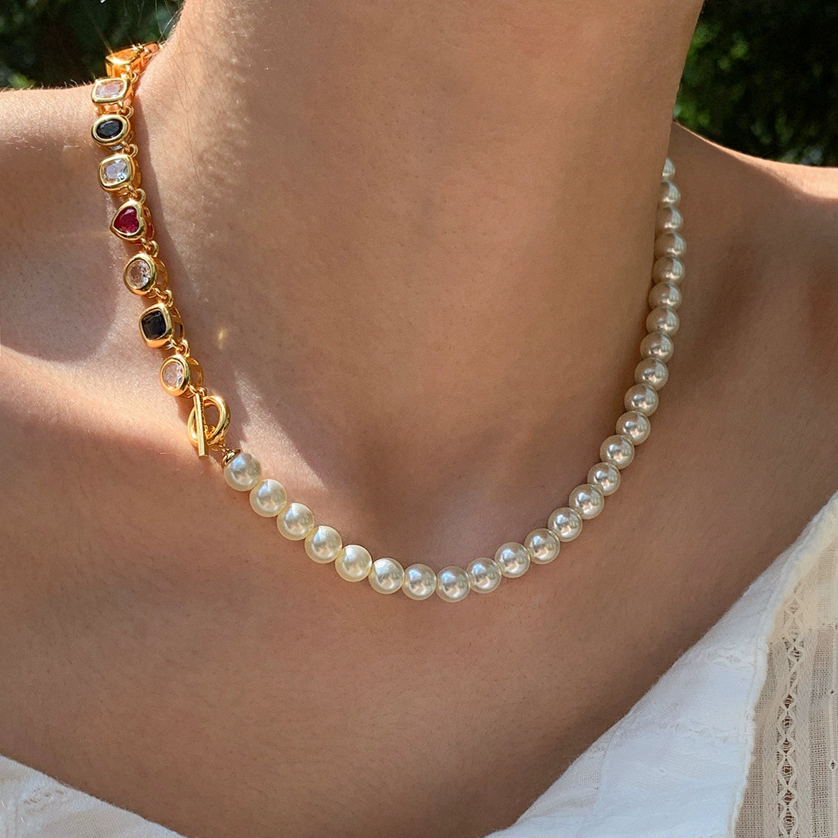 Huge good-looking dopamine pearl colored zircon bracelet women's summer light luxury niche exquisite 2025 new popular bracelet