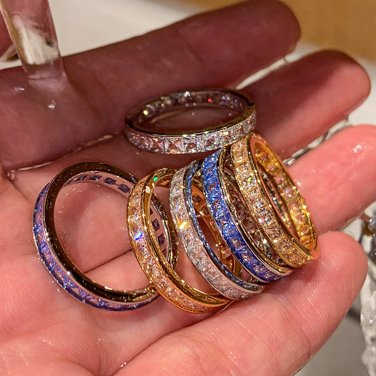 New flash dopamine diamond exquisite index finger colored diamond ring women's volleyball diamond light luxury