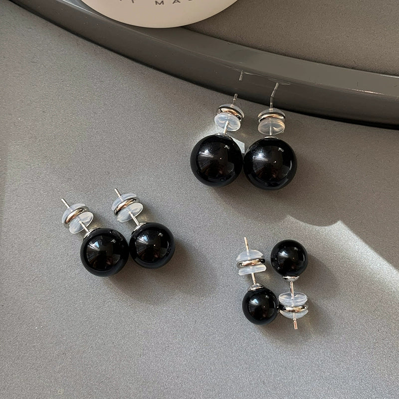 S999 Silver Needle Unique Design Black Pearl Stud Earrings Women's Niche Design Sense High-end Unique High-end Earrings Earrings