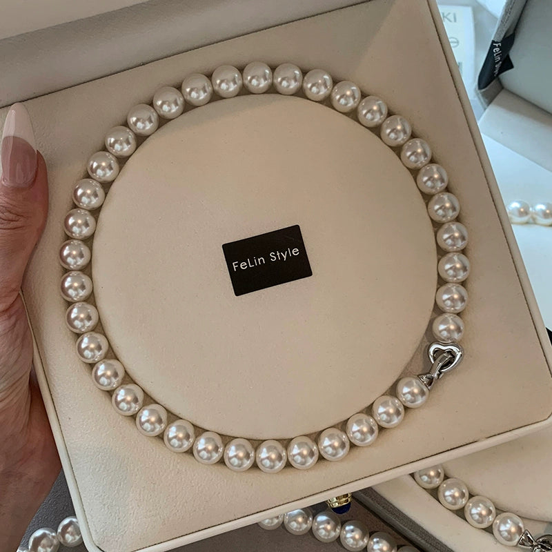 French Aurora Australian White Big Pearl Necklace Women's Sweater Accessories Light Luxury Niche 2025 New Premium Necklace