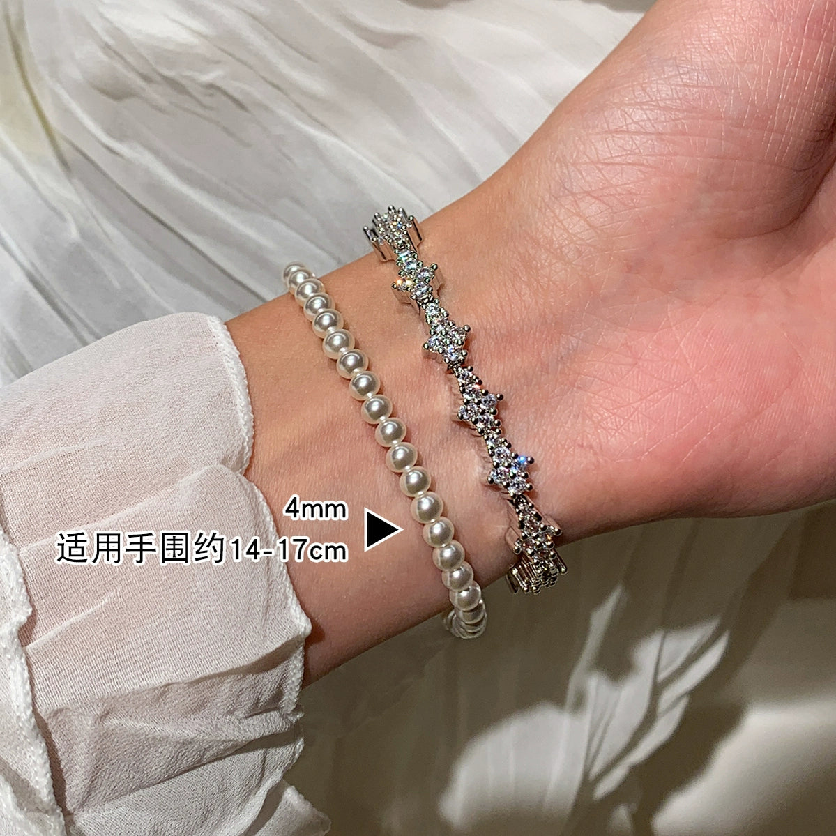 Super flash full diamond zircon silver bracelet women's model is suitable for summer light luxury exquisite fashion 2025 new popular bracelet