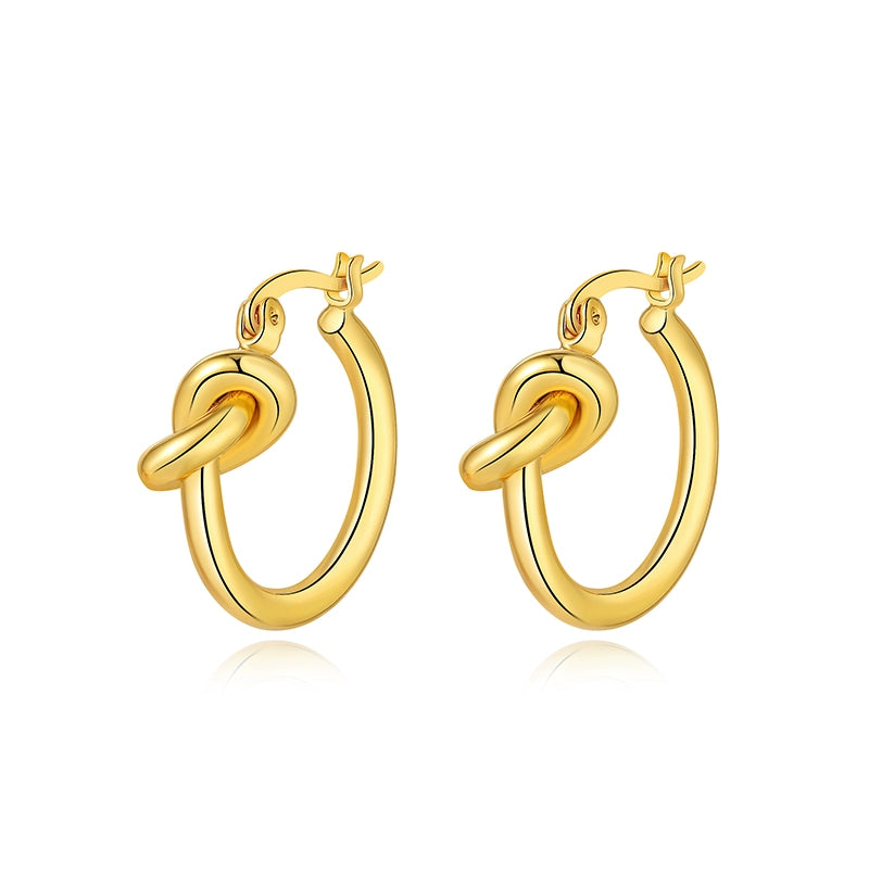 Zhang Zifeng's knotted circle earrings of the same style are women's exquisite, small and minimalist, advanced niche light luxury 2025 new earrings.