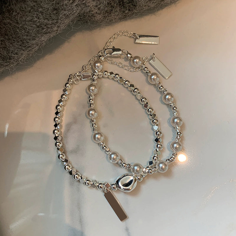 Broken silver car flower beads pearl bracelet women's light luxury niche temperament exquisite unique high-end silver jewelry