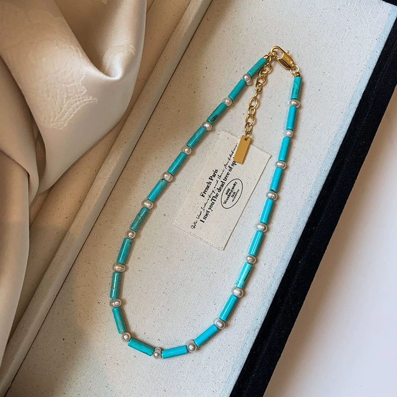 Natural pearl turquoise beaded emotional stability bracelet women's light luxury high-end exquisite 2025 new bracelet