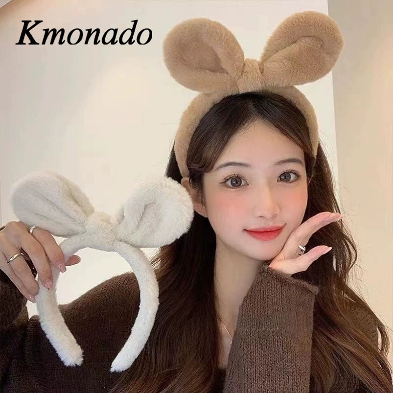Plush rabbit ears headband female Internet celebrity hairpin cute super cute face wash headband headband hairpin