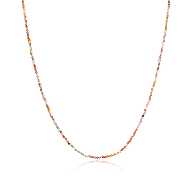 Twelve constellations gold coin pendant dopamine color beaded necklace women's summer accessories light luxury niche collarbone chain