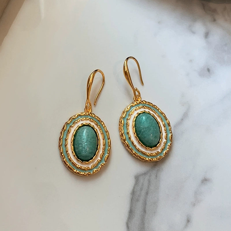 Retro enamel color Tianhe gemstone necklace women's new Chinese style 2025 new popular light luxury niche sweater chain neck chain