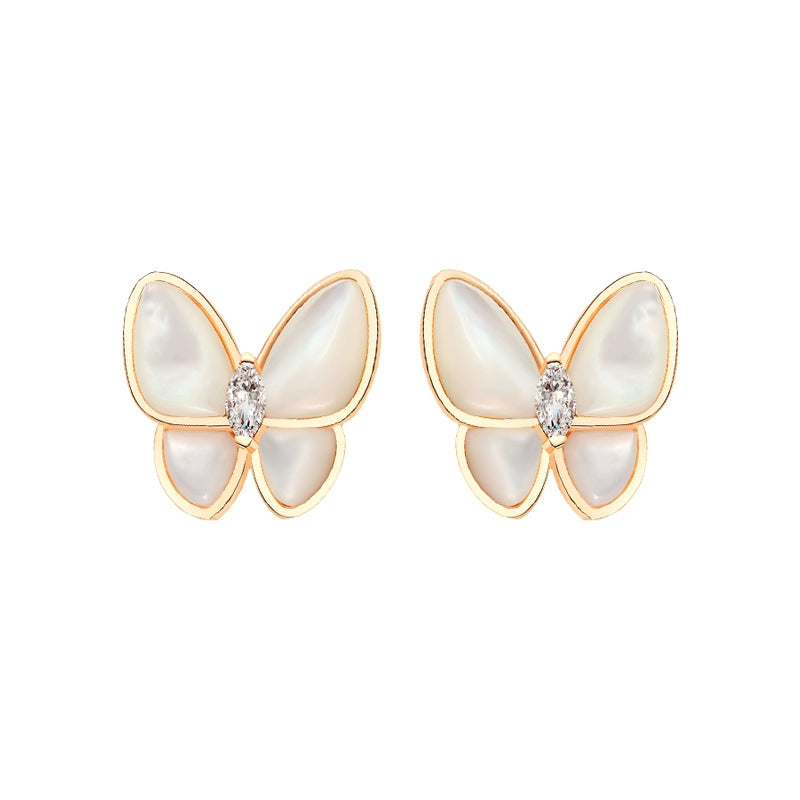 Natural White Fritillary Butterfly Necklace Women's Spring Summer High-end Light Luxury Premium 2025 New Rose Gold Clavicle Chain