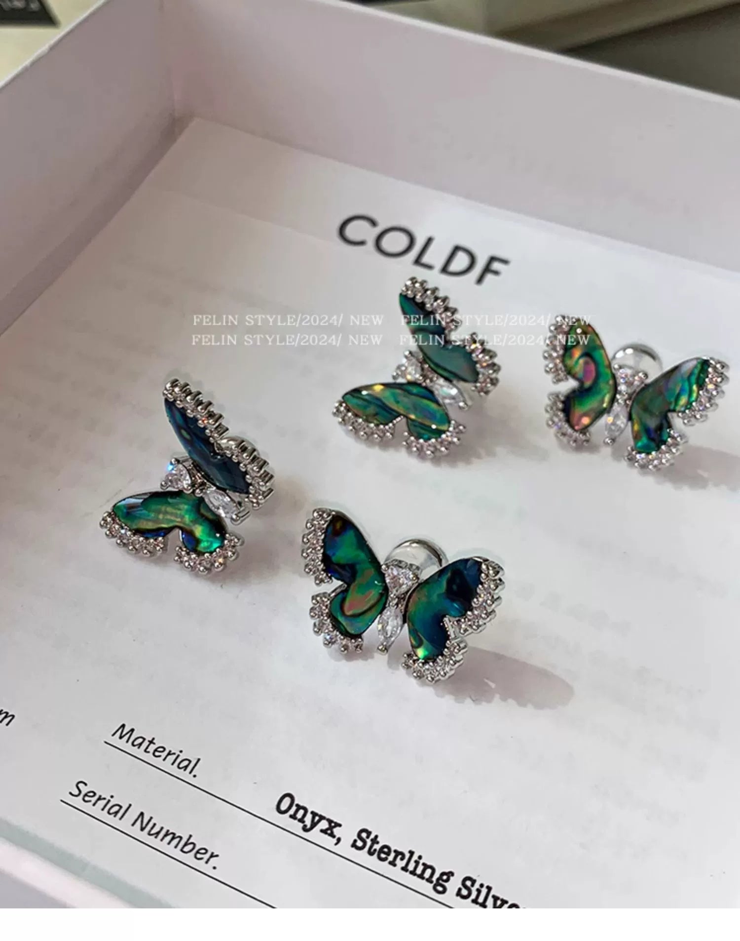Sterling Silver Needle Symphony Deep Sea Abalone Fritillary Butterfly Stud Earrings Women's Light Luxury Niche 2025 New High-end Earrings Earrings