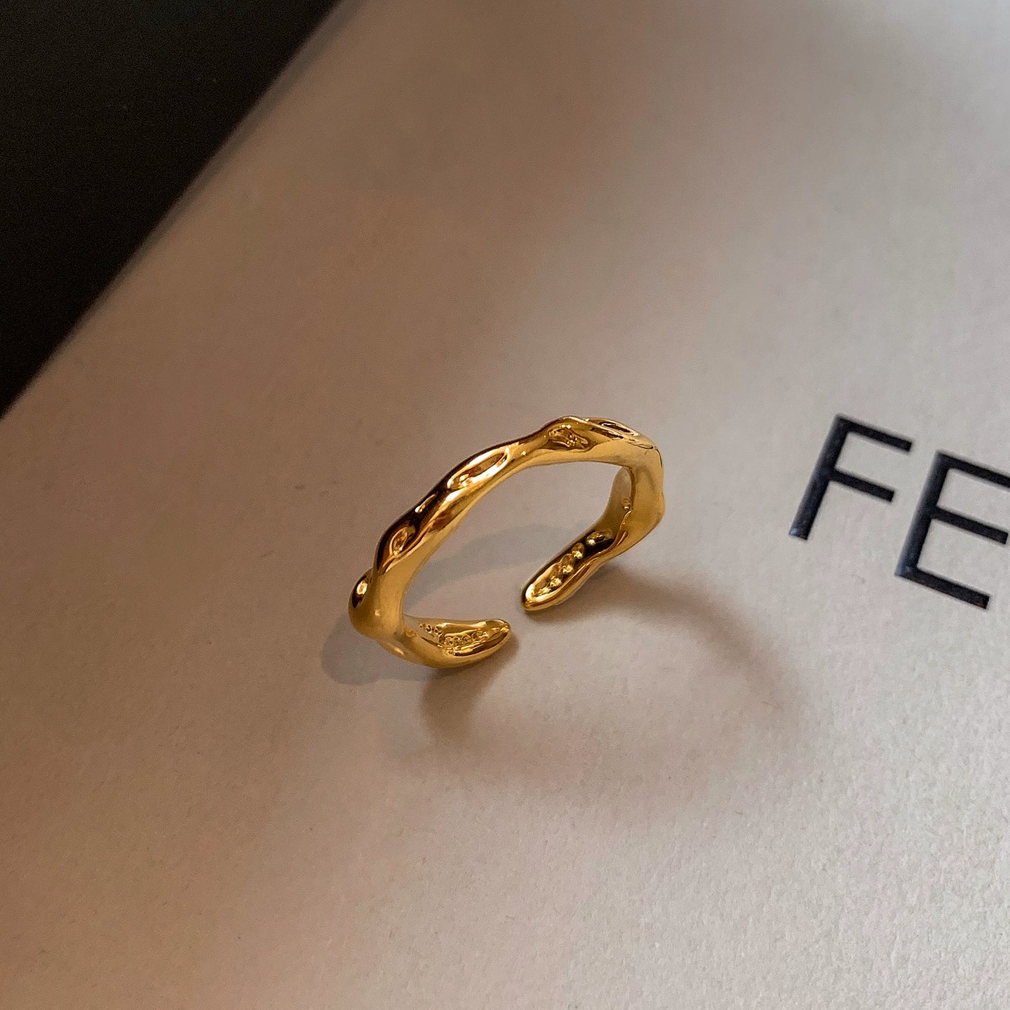 European and American irregular metal plain ring gold and silver middle finger index finger opening ring women's opening adjustable light luxury advanced