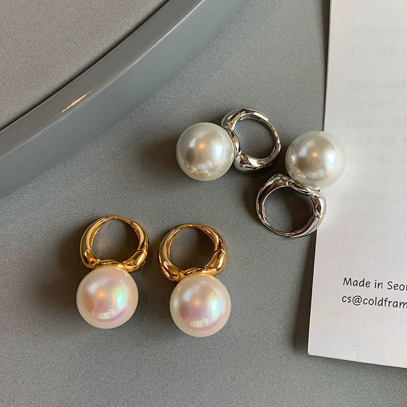 French real hemp silver gray Australian white pearl earrings women's new niche high-end temperament earrings stud earrings