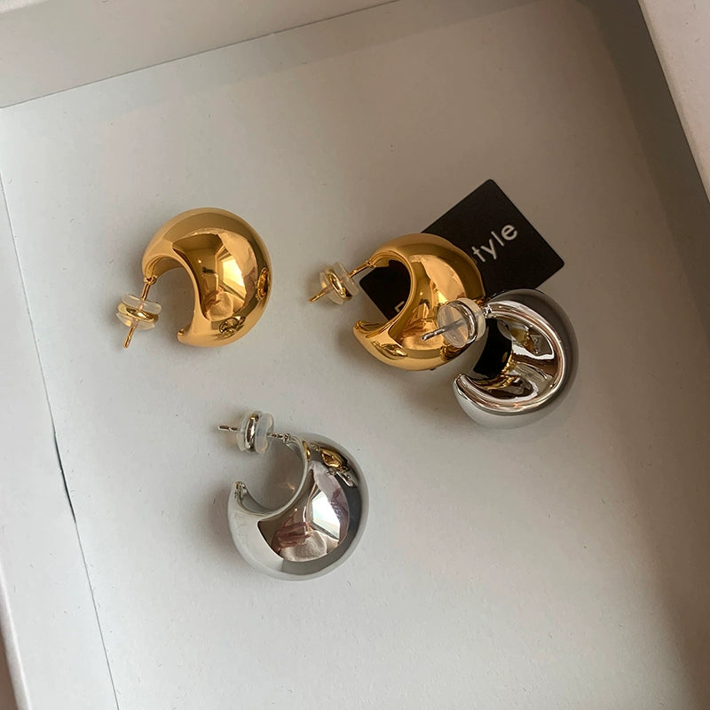 European and American simple metal water drop earrings women's light luxury niche 2025 new cold wind gold high-end earrings earrings