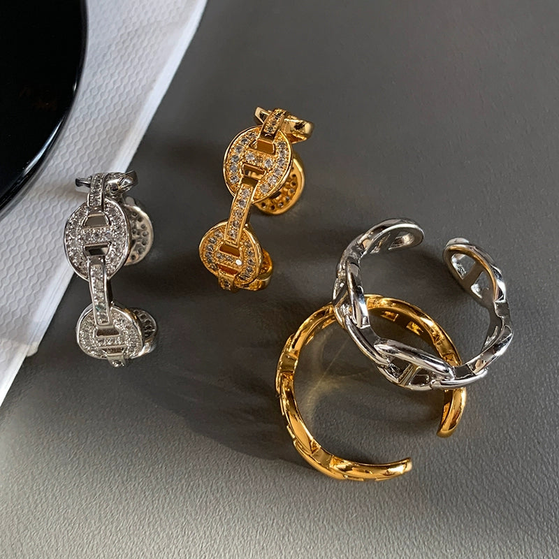 European and American pig nose adjustable middle finger index finger opening ring women's niche design sense fashion personality gold ring