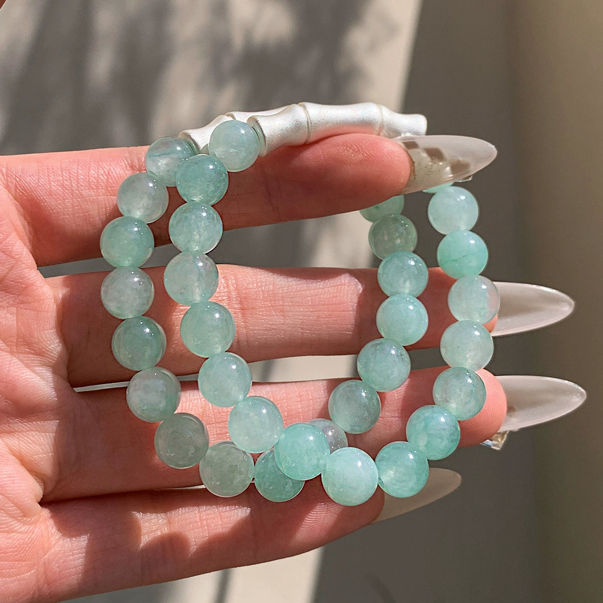 Natural jasper aquamarine jade bamboo bracelet women's summer vacation light luxury niche exquisite fashion bracelet