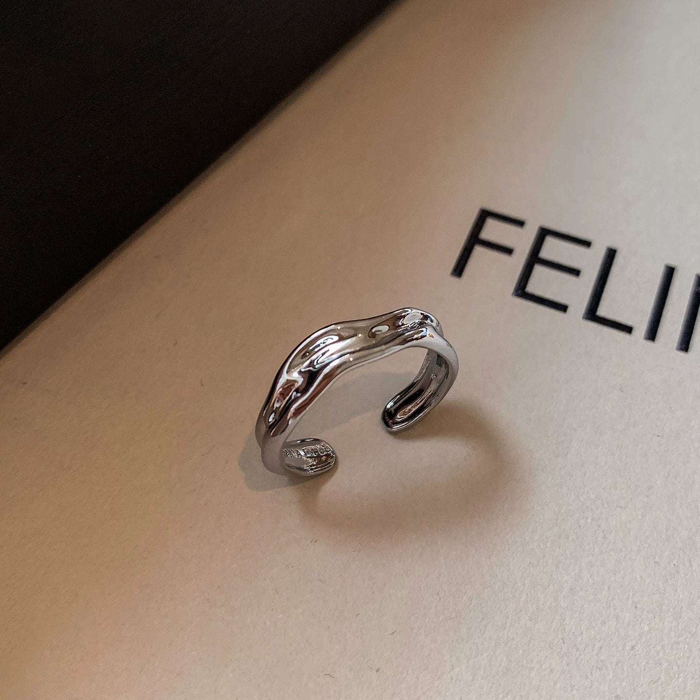 European and American irregular metal plain ring gold and silver middle finger index finger opening ring women's opening adjustable light luxury advanced