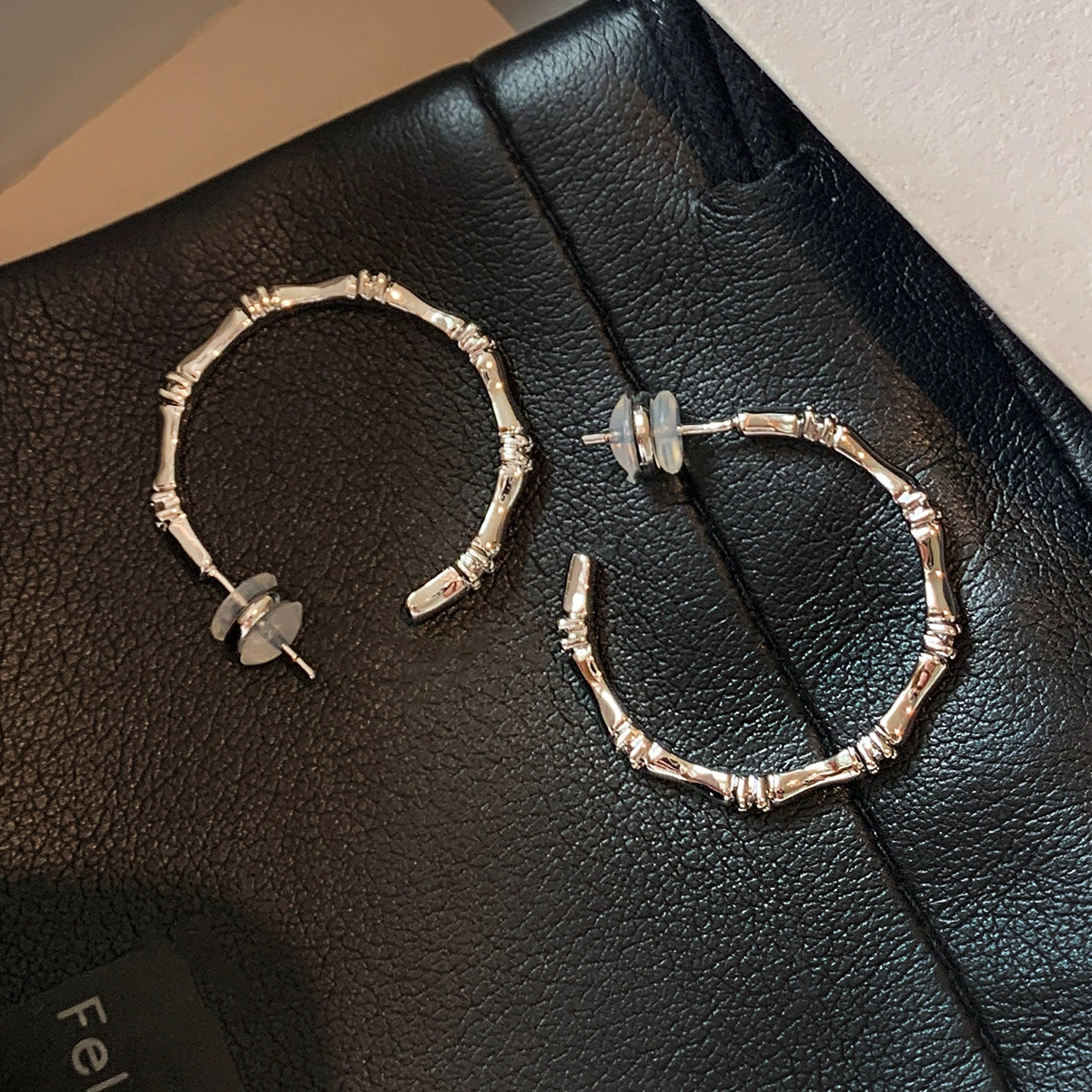 S999 sterling silver metal silver diamond-encrusted bamboo earrings women's high-end sense light luxury temperament niche versatile exquisite earrings