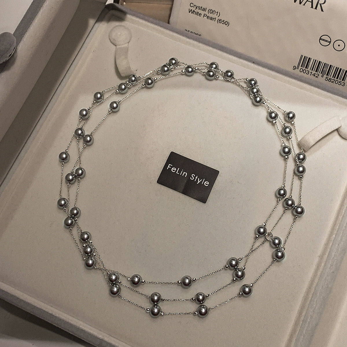 925 sterling silver gypsy star real hemp silver gray pearl necklace women's long double-layer multi-layer stacked premium neck chain