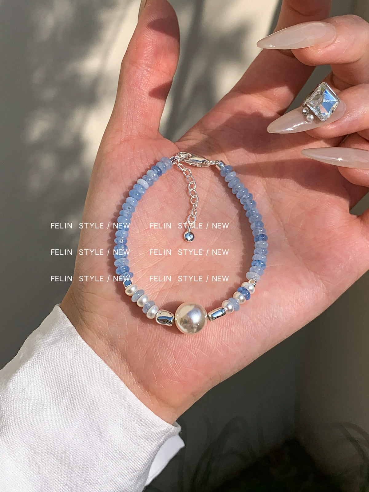 Natural pearl aquamarine pearl beaded bracelet women's summer light luxury exquisite fashion high-end bracelet jewelry
