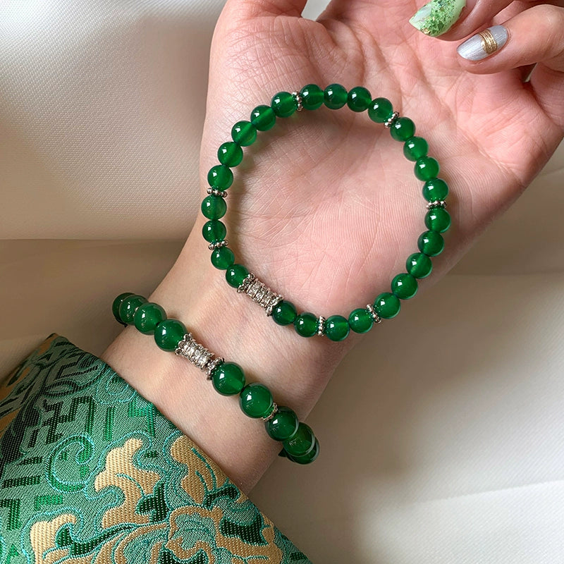 New Chinese natural chalcedony beaded bracelet women's light luxury exquisite niche 2025 new popular bracelet jewelry