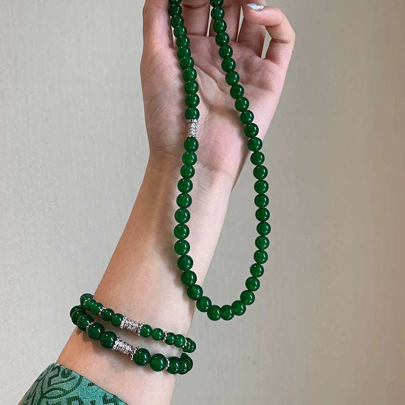 New Chinese natural chalcedony beaded bracelet women's light luxury exquisite niche 2025 new popular bracelet jewelry