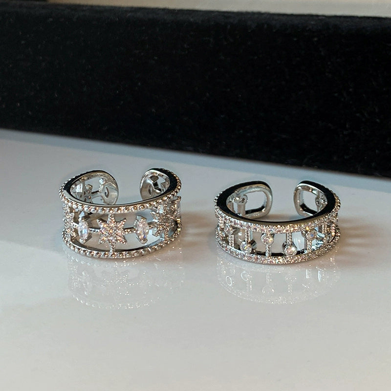 2025 new full diamond zircon wide version hexagram star opening ring women's fashion personality light luxury niche high sense