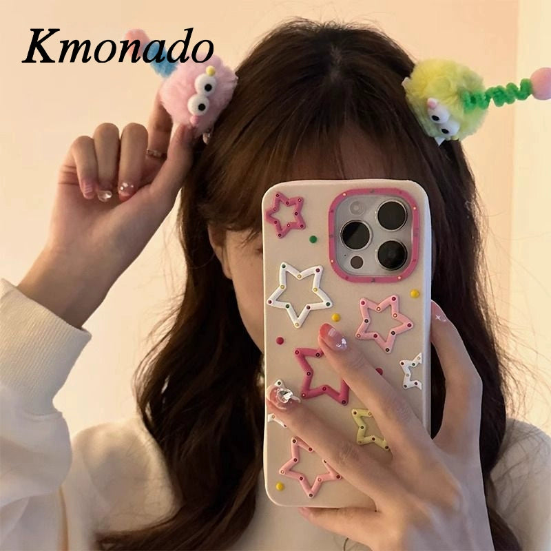 Kmonado Internet celebrity new plush color cute little monster hairpin fluff hairpin children funny headgear