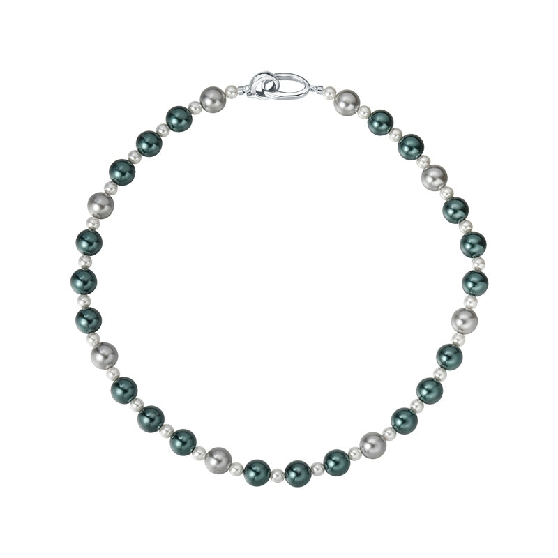 Ni Ni has the same mixed color Tahiti color, so much hemp gray pearl necklace, women's light luxury niche high-end neck chain.
