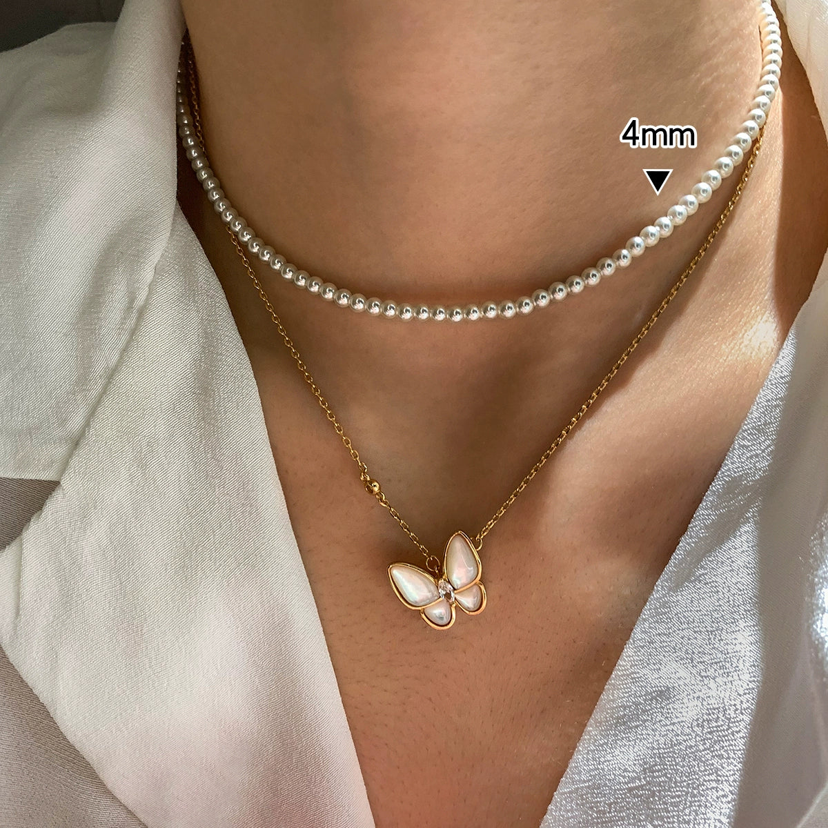 Natural White Fritillary Rose Gold Butterfly Bracelet Women's Light Luxury Exquisite Fashion 2025 New High-end Jewelry