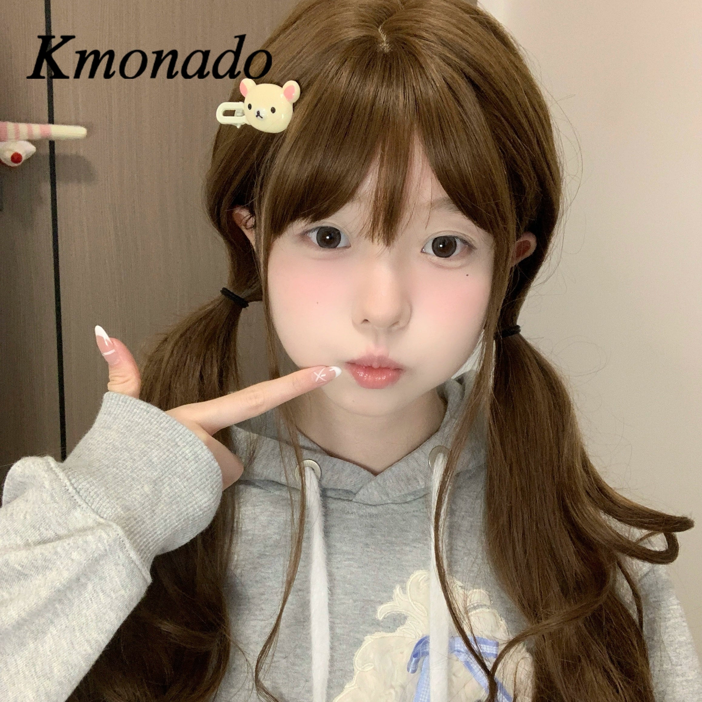 Milk coffee bear cute hairpin bangs clip side clip seamless simple hair accessories cute college style