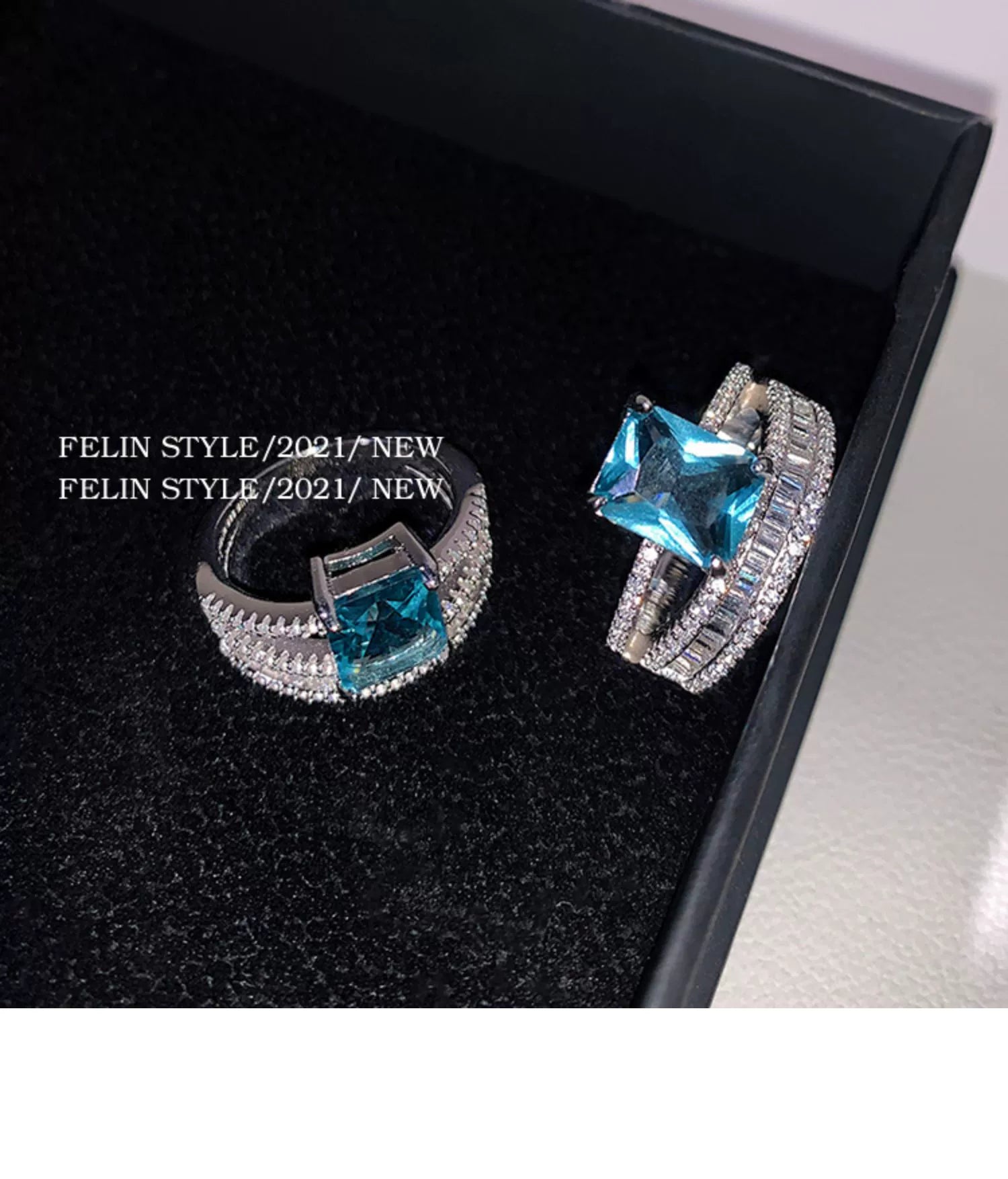 European and American diamond index finger sapphire ring women's fashion personality ins tide light luxury niche design sense exaggerated ring