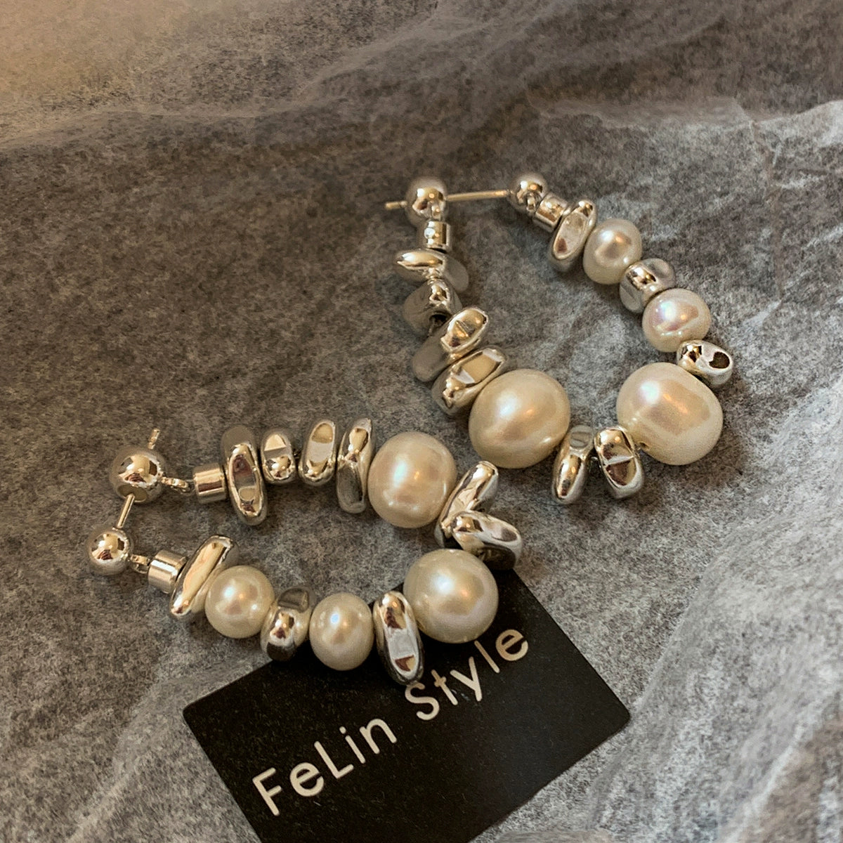 S999 sterling silver broken silver natural freshwater pearl earrings women's high-end light luxury niche earrings summer 2025 new