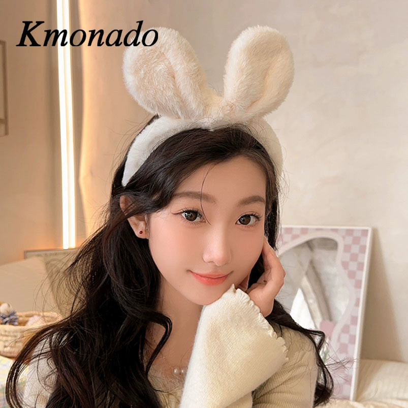 Plush rabbit ears headband female Internet celebrity hairpin cute super cute face wash headband headband hairpin