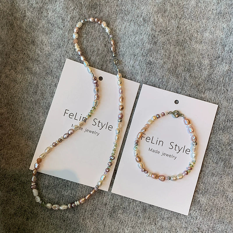 Natural freshwater baroque pearl rainbow dopamine bracelet women's light luxury exquisite niche 2025 new bracelet