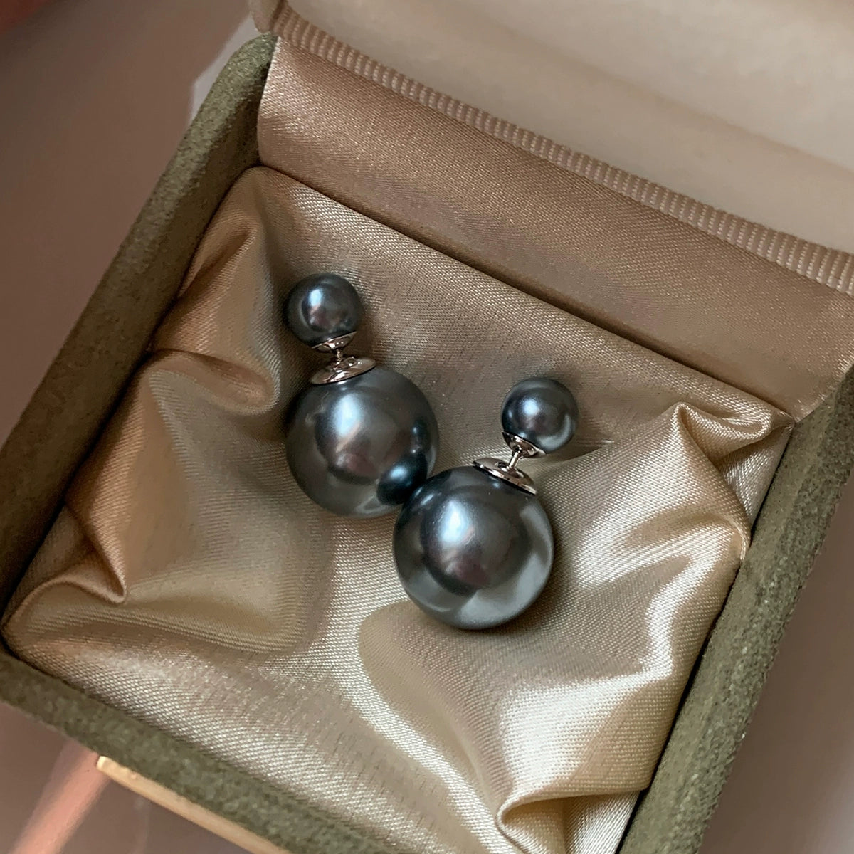 925 Silver Needle S Home Aurora Size Pearl Earrings Women's Light Luxury Premium French Stud Earrings