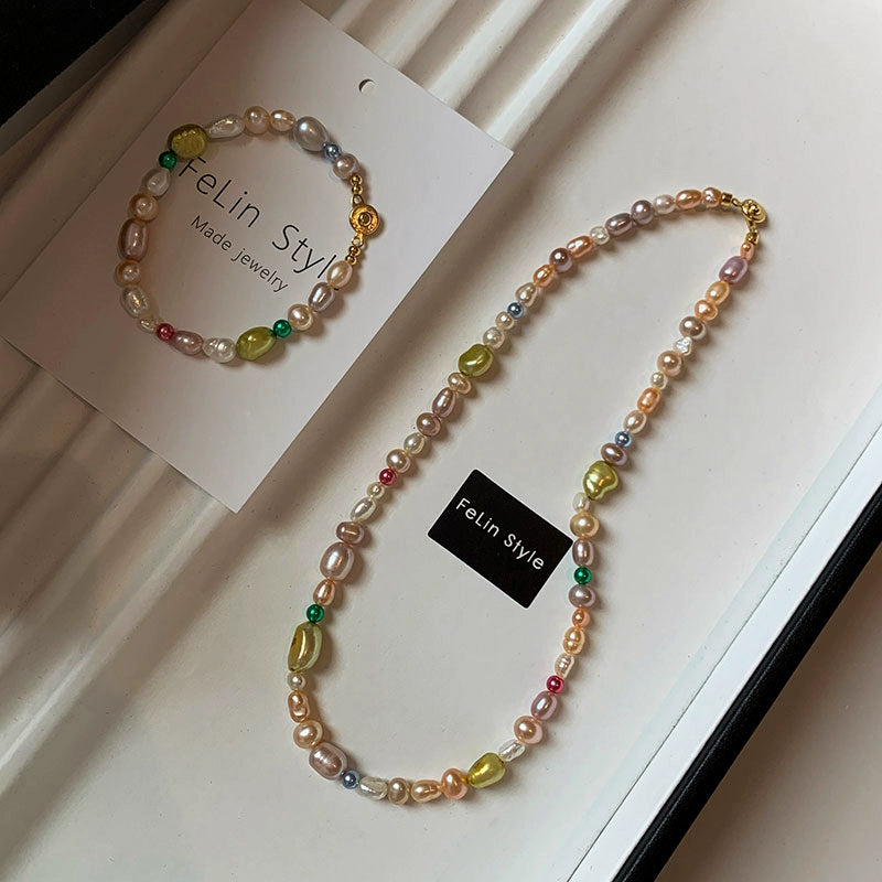 Natural freshwater baroque pearl rainbow dopamine bracelet women's light luxury exquisite niche 2025 new bracelet