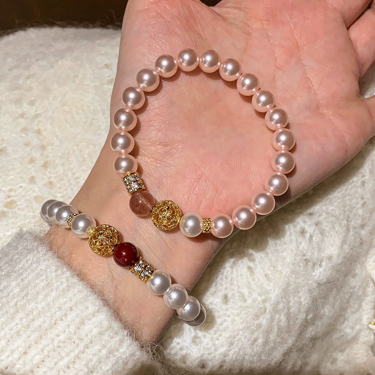 Cinnabar Red S Home Pearl Bracelet Girls' Light Luxury Niche Exquisite Fashion 2025 New Chinese Popular Bracelet