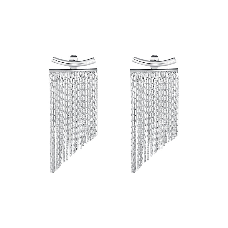 Smile Waterfall long fringed earrings for women show a small face, light luxury, niche high-end sense, unique high-end stud earrings and ear jewelry