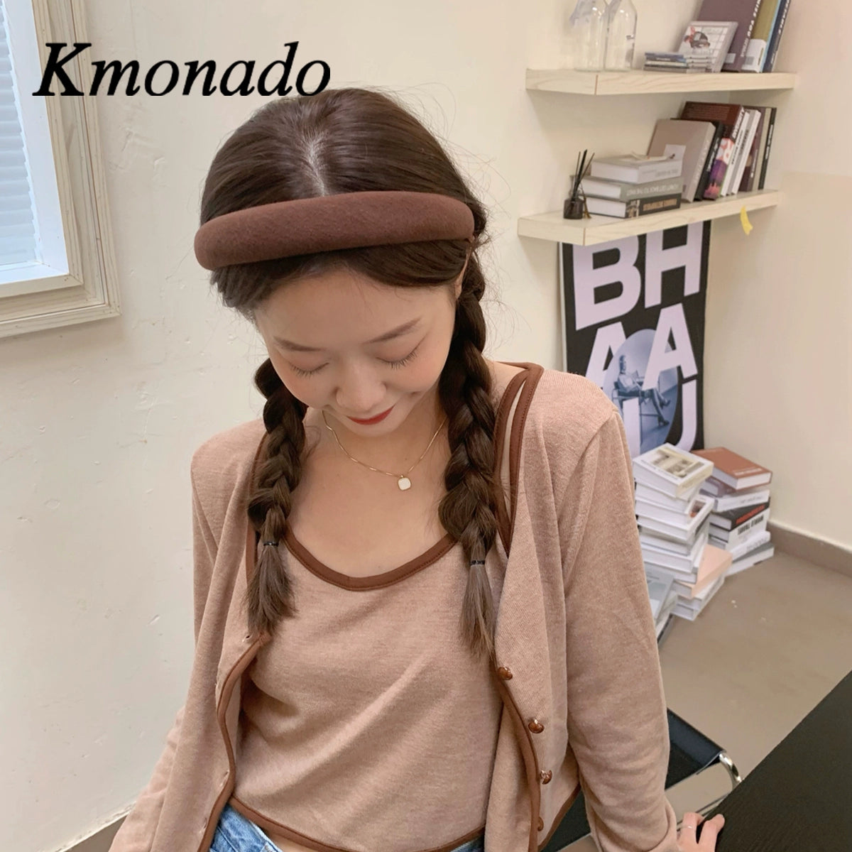 Headband Female Internet celebrity High cranial top Wide edge Height pressure hair headband 2021 New face wash hair bundle