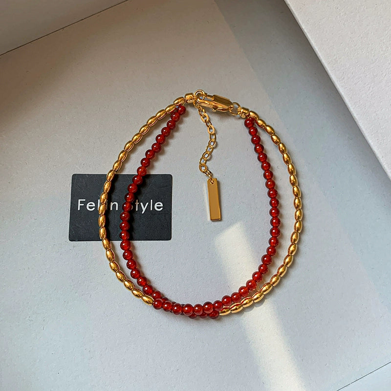 2025 New Year's red beaded bracelet women's high-end light luxury exquisite niche 2025 new bracelet high-end jewelry