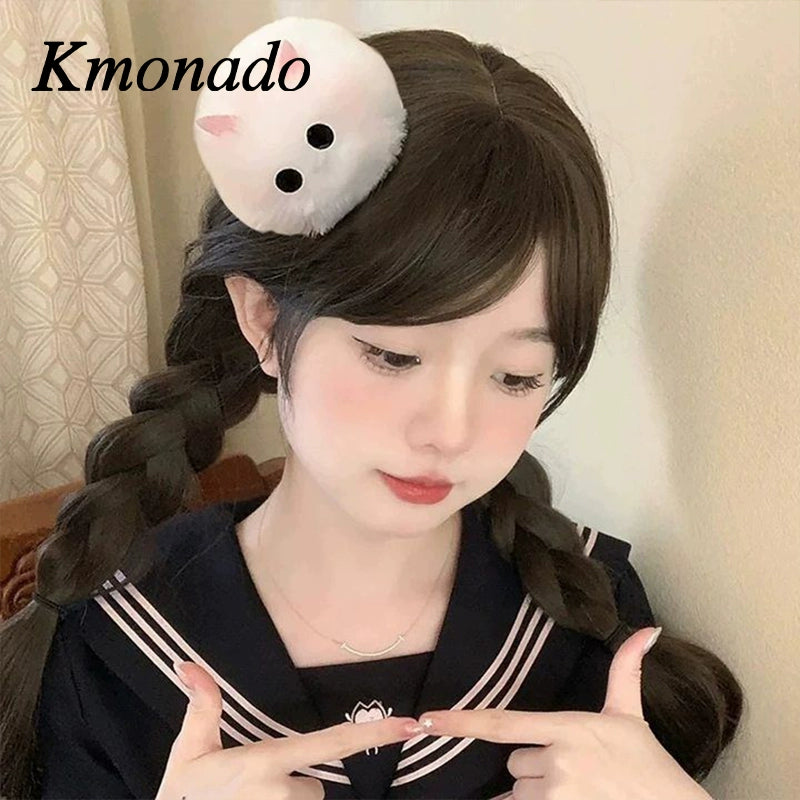 cute bunny hairpin hairy hairpin 2025 new plush top clip headgear clip girl
