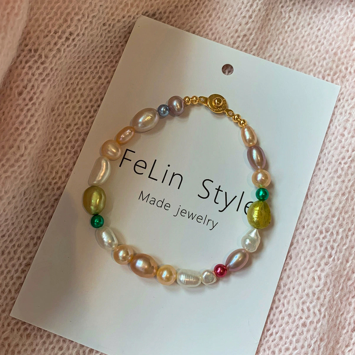 Natural freshwater baroque pearl rainbow dopamine bracelet women's light luxury exquisite niche 2025 new bracelet