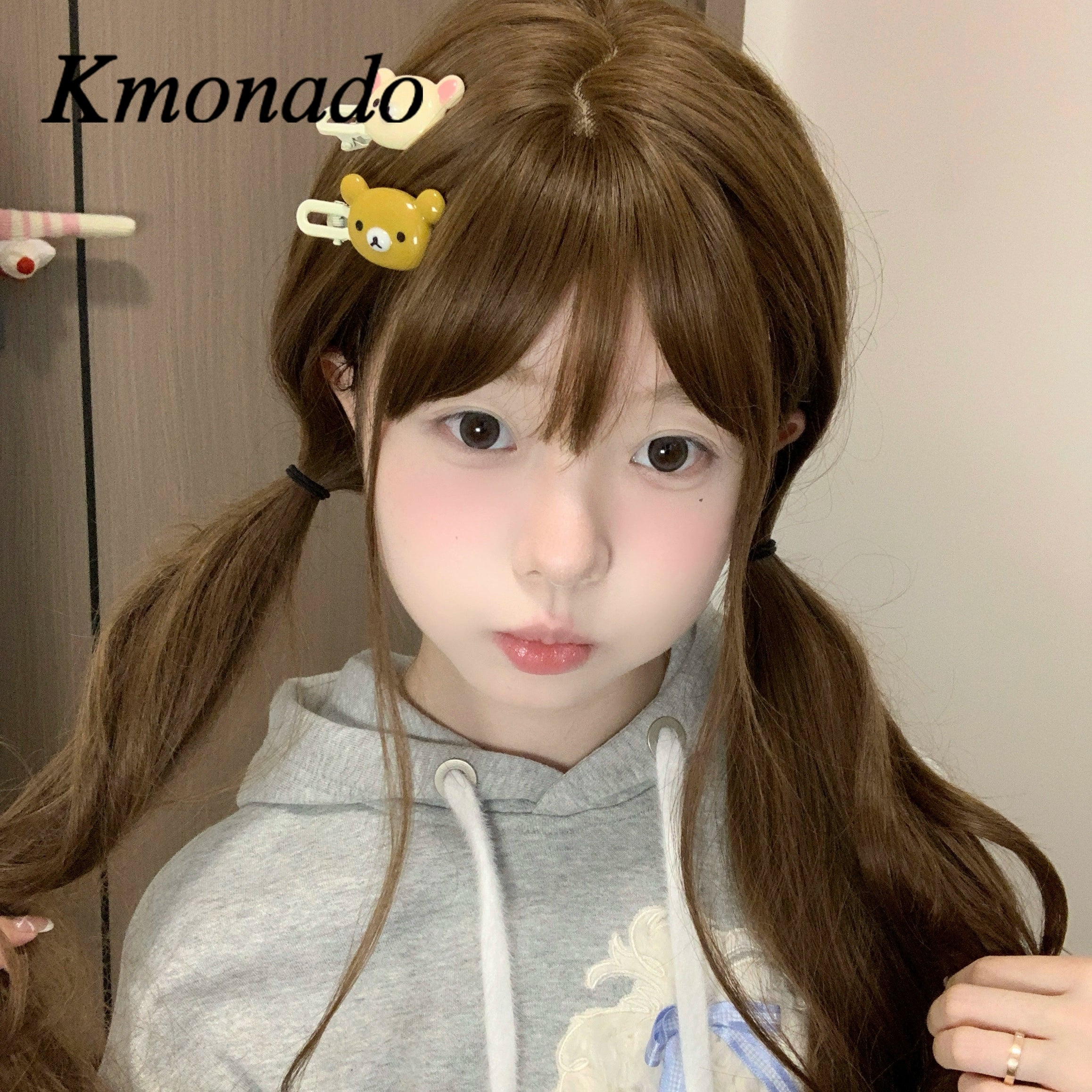 Milk coffee bear cute hairpin bangs clip side clip seamless simple hair accessories cute college style