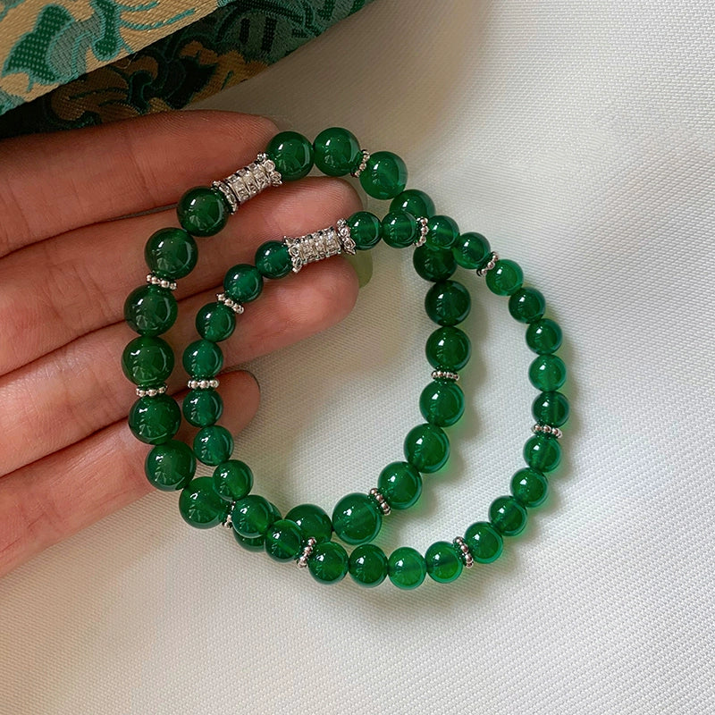 New Chinese natural chalcedony beaded bracelet women's light luxury exquisite niche 2025 new popular bracelet jewelry