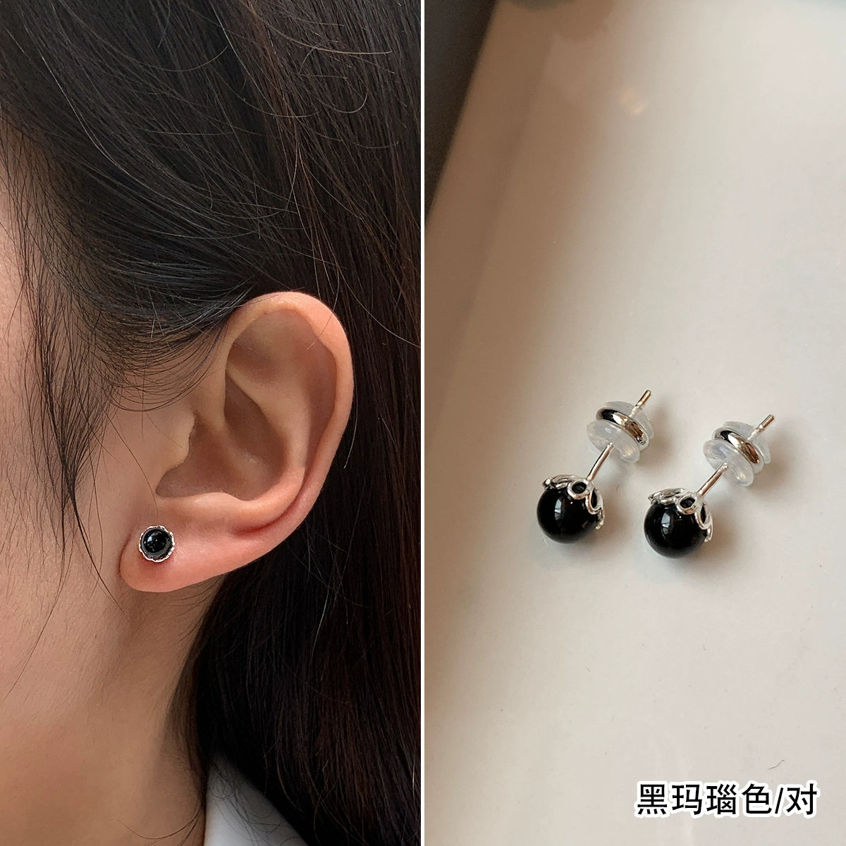 S999 sterling silver natural red and blue gemstone turquoise earrings women's small exquisite ear hole earrings 2025 new