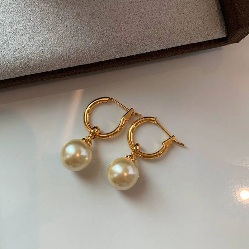 Liu Yifei same gray pearl pendant earrings women's high-end 2025 new light luxury niche temperament earrings earrings