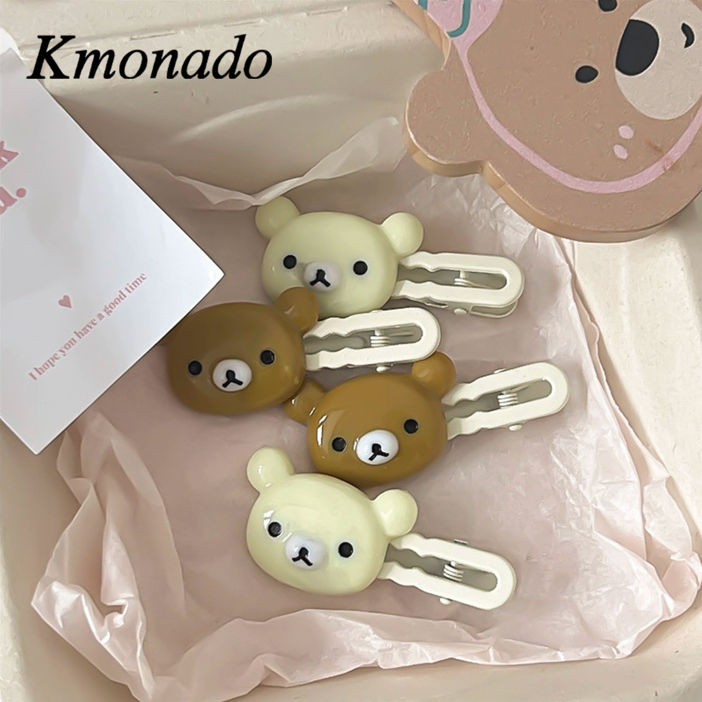 Milk coffee bear cute hairpin bangs clip side clip seamless simple hair accessories cute college style