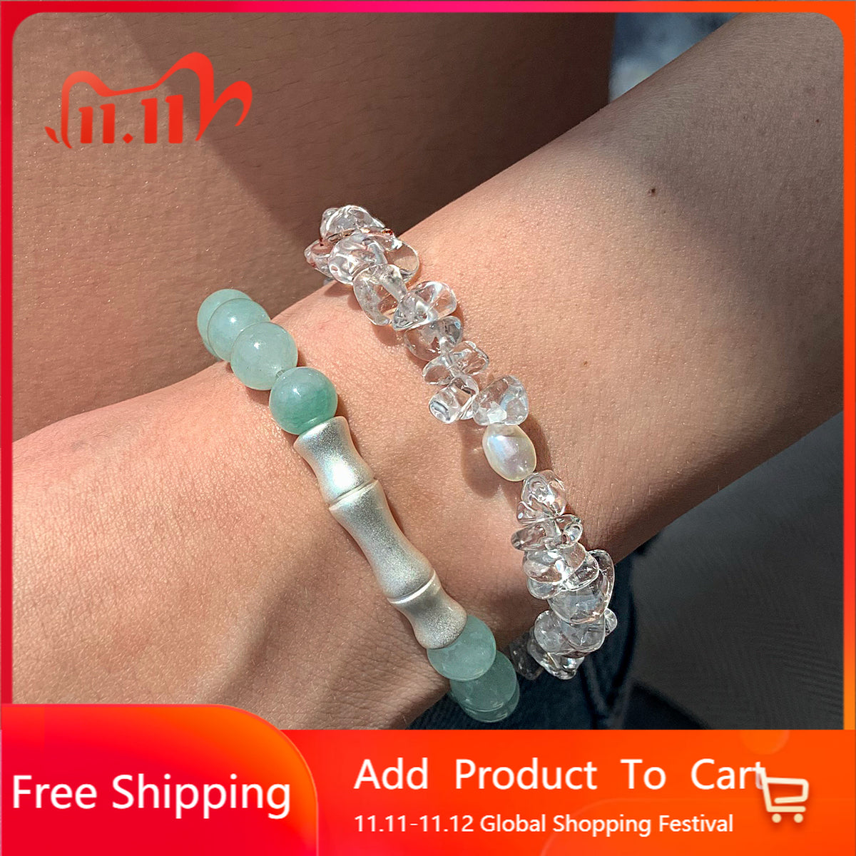 Natural jasper aquamarine jade bamboo bracelet women's summer vacation light luxury niche exquisite fashion bracelet
