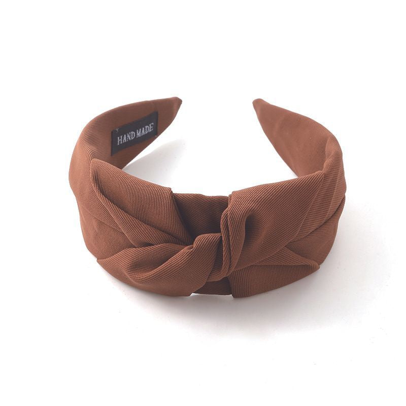 Korean version autumn and winter kink solid color fabric wide edge temperament headband simple and versatile going out headband headdress