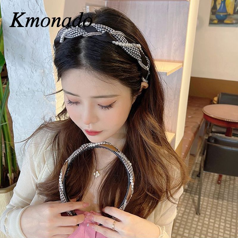 French Premium Hair Accessories Thousand Birds Twist Rhinestone Pearl Headband Versatile Headband Non-slip Hairpin